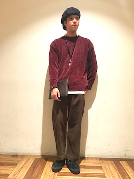 「RAGEBLUE（レイジブルー）のアイテム（キャスケット）」を使った、松野。さん（メンズ・175cm）の秋コーディネート