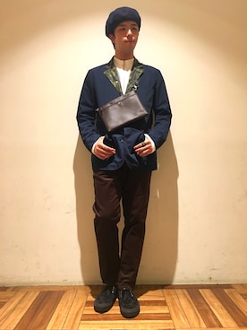 「RAGEBLUE（レイジブルー）のアイテム（ハンチング/ベレー帽）」を使った、松野。さん（メンズ・175cm）の秋コーディネート