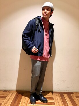 「RAGEBLUE（レイジブルー）のアイテム（ニットキャップ/ビーニー）」を使った、松野。さん（メンズ・175cm）の冬コーディネート