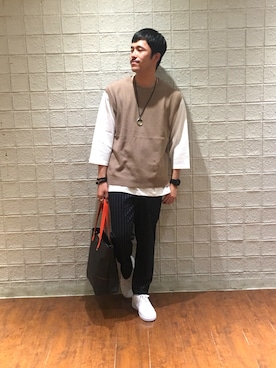 「RAGEBLUE（レイジブルー）のアイテム（トートバッグ）」を使った、松野。さん（メンズ・175cm）の春コーディネート