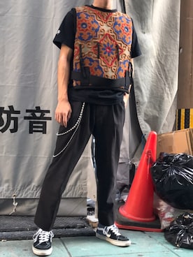 「RICHARDSON（リチャードソン）のアイテム（トップス）」を使った、K I K U D E N さん（メンズ・173cm）の秋コーディネート