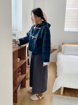「韓国コーデ」｜「アイテム（ダッフルコート）」を使った、vnutstudio.jpさん（レディース・168cm）の冬コーディネート