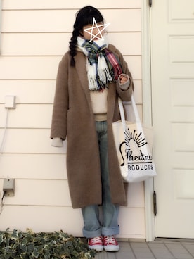 「CONVERSE（コンバース）のCONVERSE ALL STAR　ハイカットスニーカー（スニーカー）」を使った、kcoさん（レディース・157cm）の冬コーディネート