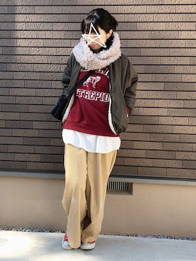 「アイテム（ブルゾン）」を使った、kcoさん（レディース・158cm・30代）の冬コーディネート