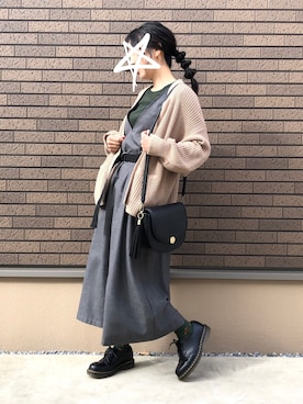 「NANO universe（ナノユニバース）のアイテム（ジャンパースカート）」を使った、kcoさん（レディース・158cm）の冬コーディネート