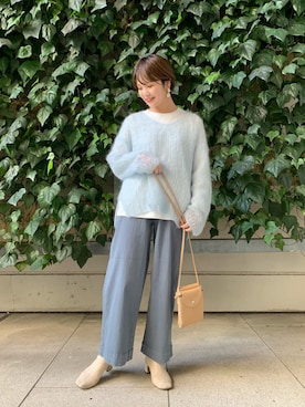 「Moname（モナーム）のアイテム（パンツ）」を使った、Yamadaさん（レディース・153cm）の冬コーディネート