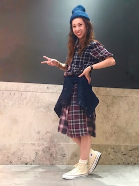 「DIESEL（ディーゼル）の00SX8B084FS（デニムジャケット）」を使った、yua ◡̈♥︎さん（レディース・158cm）の夏コーディネート