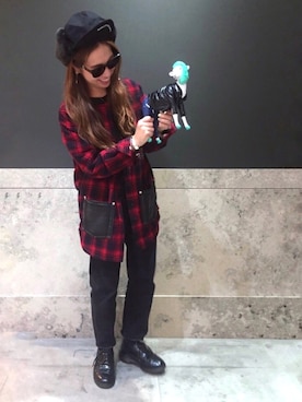 「DIESEL（ディーゼル）のアイテム（ノーカラージャケット）」を使った、yua ◡̈♥︎さん（レディース・158cm）の冬コーディネート