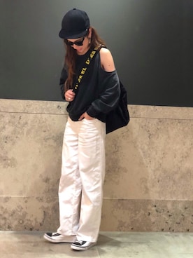 「DIESEL（ディーゼル）のアイテム（サングラス）」を使った、yua ◡̈♥︎さん（レディース・160cm）の春コーディネート
