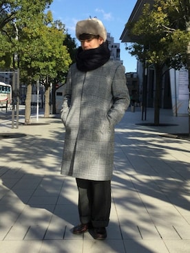 「GLOBAL WORK（グローバルワーク）のアイテム（ステンカラーコート）」を使った、kenjiさん（メンズ・165cm）の秋コーディネート