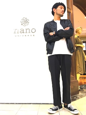 「NANO universe（ナノユニバース）のアイテム（帽子）」を使った、nanouniverse難波STAFFさん（メンズ・180cm）の秋コーディネート