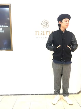 「NANO universe（ナノユニバース）のアイテム（スタジャン）」を使った、nanouniverse難波STAFFさん（メンズ・170cm）の冬コーディネート