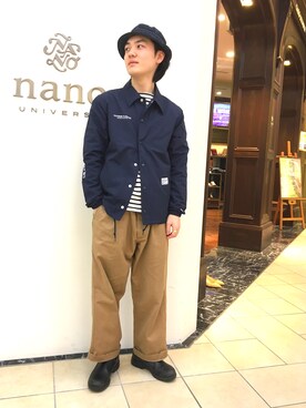 「Champion（チャンピオン）のアイテム（ブルゾン）」を使った、nanouniverse難波STAFFさん（メンズ・170cm）の春コーディネート