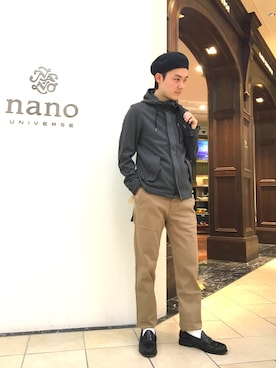 「NANO universe（ナノユニバース）のアイテム（チノパンツ）」を使った、nanouniverse難波STAFFさん（メンズ・170cm）の春コーディネート