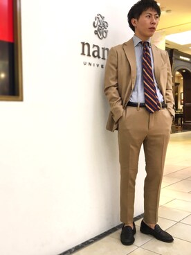 Nano Universe ナノユニバース のフォーマルスーツ 小物 ベージュ系 を使った人気ファッションコーディネート ユーザー ショップスタッフ Wear