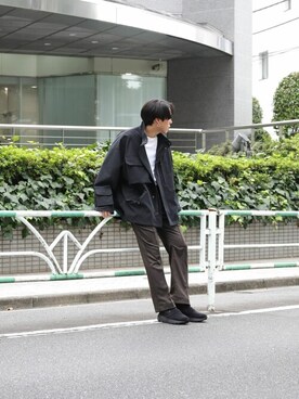 「PUBLIC TOKYO（パブリックトウキョウ）のアイテム（ミリタリージャケット）」を使った、Kosuke Sugitaさん（メンズ・177cm）の冬コーディネート