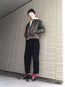 「417 EDIFICE（フォーワンセブンエディフィス）のアイテム（MA-1）」を使った、trnkhtlさん（メンズ・172cm）の冬コーディネート
