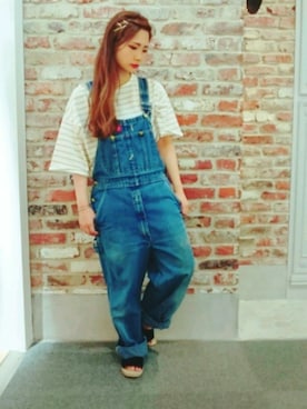 「Dickies（ディッキーズ）のアイテム（サロペット/オーバーオール）」を使った、eritisさん（レディース・161cm）の夏コーディネート