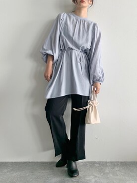 「LOWRYS FARM（ローリーズファーム）のセンタープレスカラーフレアパンツ　870189（その他パンツ）」を使った、eritisさん（レディース・161cm）の秋コーディネート