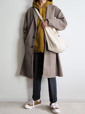 「coen（コーエン）のアイテム（チェスターコート）」を使った、なごさん（メンズ・170cm）の冬コーディネート