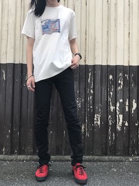 「A.P.C.（アーペーセー）のアイテム（パンツ）」を使った、まつしんさん（メンズ・183cm）の秋コーディネート