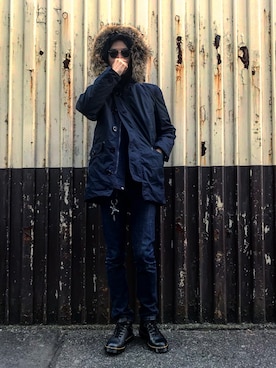 「A.P.C.」｜「アイテム（ダウンジャケット/コート）」を使った、まつしんさん（メンズ・183cm）の冬コーディネート