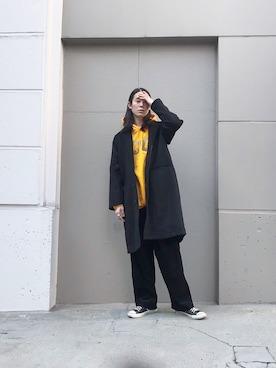 「aie」｜「アイテム（Tシャツ/カットソー）」を使った、まつしんさん（メンズ・183cm）の冬コーディネート