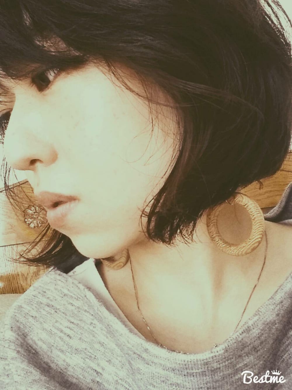「大人カジュアル、アクセサリー、ピアス、ユリカアクツ、アンティーク、vintage」｜「Yurika Akutsuのアイテム（ピアス（両耳用）、ベージュ系）」を使った、みぃさん（レディース・155cm）の夏コーディネートの1枚目の写真