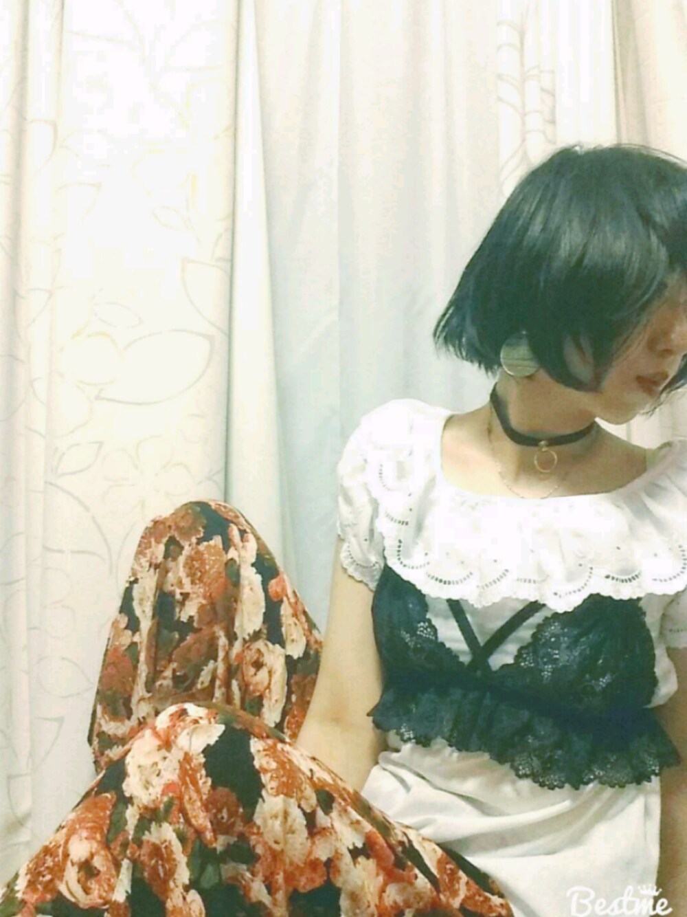 「休日スタイル、ランジェリー、リラックススタイル、夏、フリル、薔薇、VUTOPA」｜「Handmadeのアイテム（アンダーウェア、ブラック系）」を使った、みぃさん（レディース・155cm）の夏コーディネートの1枚目の写真