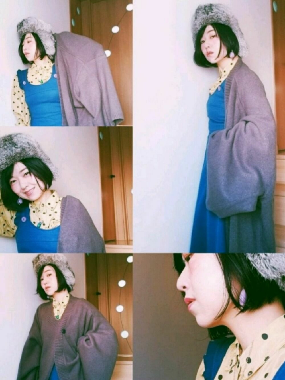 「休日スタイル、ワンピース、シンプル、古着、vintage、DEPT、冬、あけましておめでとうございます！、ゆるコーデ」｜「juemiのアイテム（ジャケット/アウター、グレー系）」を使った、みぃさん（レディース・155cm）の冬コーディネートの1枚目の写真