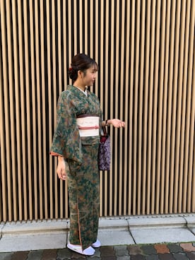 「着物」｜「アイテム（ワンピース/ドレス）」を使った、C*さん（レディース・160cm）の冬コーディネート
