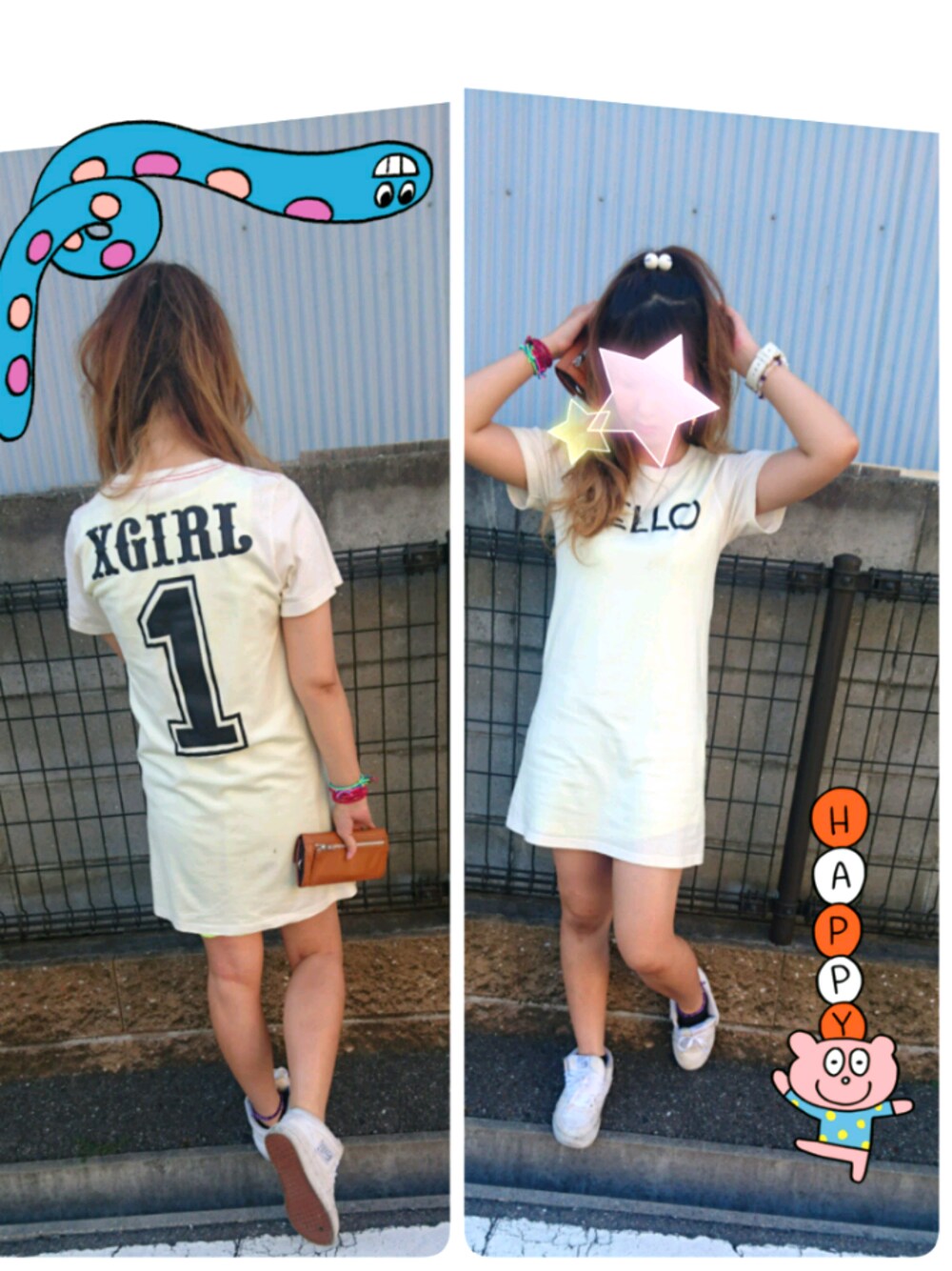「夏コーデ、Tシャツワンピ、ナンバリング、久しぶりに着た服、がんばります！、白」｜「X-girlのTALK S/S TEE DRESS（ワンピース、ホワイト系）」を使った、haruさん（レディース・157cm）の夏コーディネートの1枚目の写真