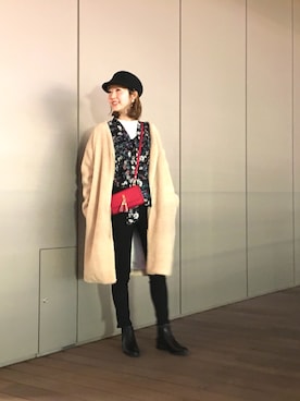 「VIS（ビス）のアイテム（ムートンコート）」を使った、YUMIさん（レディース・163cm）の秋コーディネート