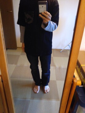 「GU（ジーユー）のアイテム（Tシャツ/カットソー、ブラック系）」を使った、タカシさん（メンズ・167cm）の夏コーディネート