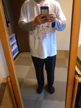 「UNIQLO（ユニクロ）のアイテム（Tシャツ/カットソー、ホワイト系）」を使った、タカシさん（メンズ・167cm）の夏コーディネート