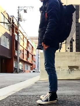 「チャックテイラー」｜「アイテム（ミリタリージャケット）」を使った、ytkmtysさん（メンズ・175cm）の冬コーディネート