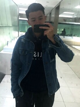 「PULL&BEAR（プルアンドベア）のアイテム（デニムジャケット）」を使った、bamkwokさん（メンズ・177cm）の春コーディネート