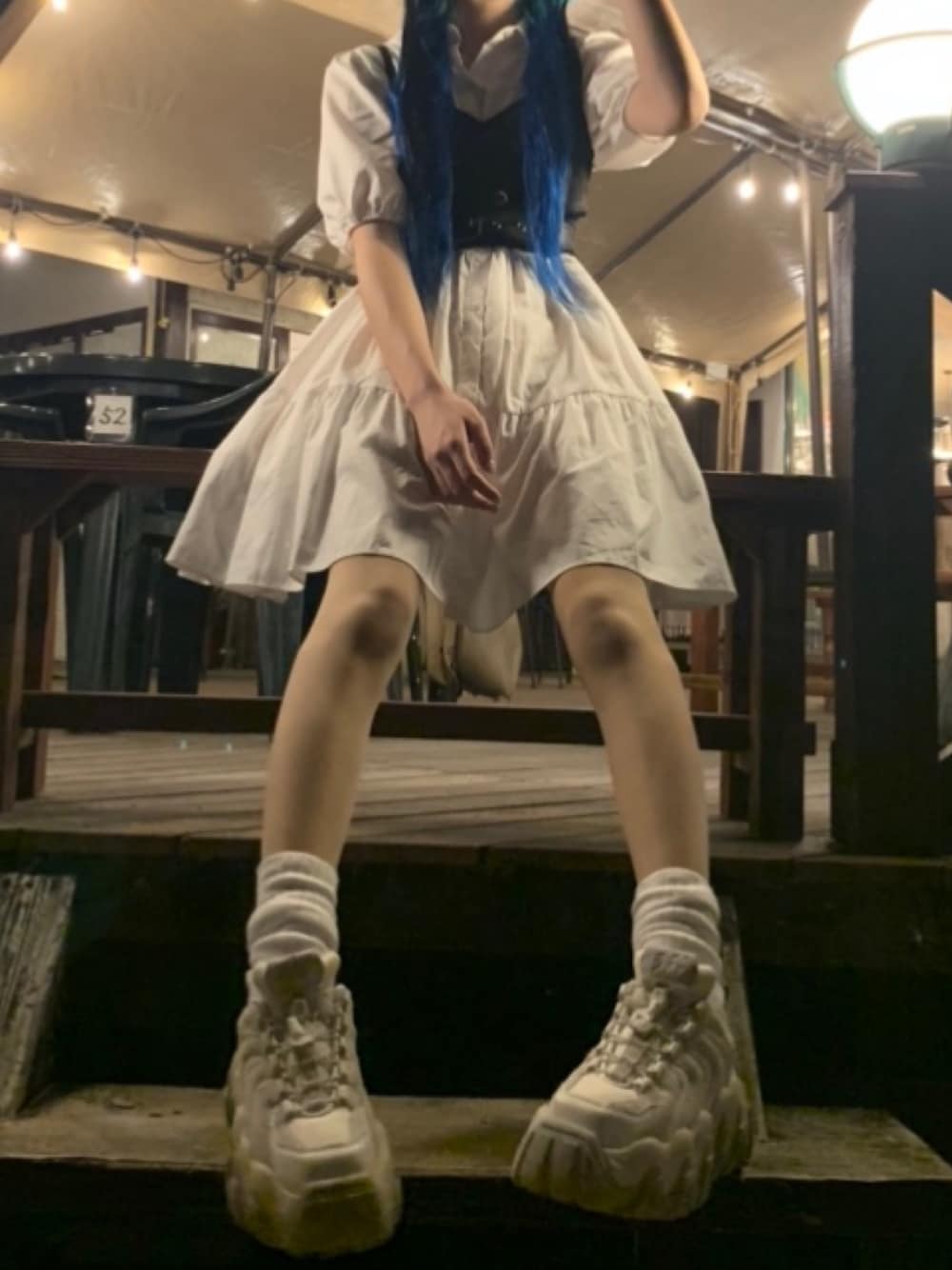 「高校生、夏コーデ、ZARA、白、白スニーカー、シンプルコーデ、お洒落さんとつながりたい、着回しコーデ、今日のコーデ」｜「EYTYSのEytys - Halo Chunky Sole Leather Trainers - Womens - White（スニーカー、ホワイト系）」を使った、さくさん（レディース・155cm）の夏コーディネートの1枚目の写真