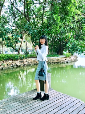 「H&M（エイチ・アンド・エム）のアイテム（ドラムバッグ）」を使った、Littlesherrylinさん（レディース・163cm）の冬コーディネート