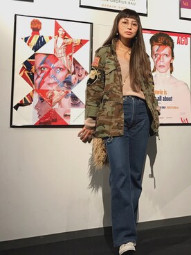 「ドラフトリーバイス」｜「アイテム（ミリタリージャケット）」を使った、Ayumi NewAgeさん（レディース・154cm）の冬コーディネート