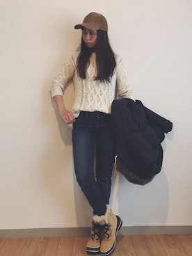 「ROXY（ロキシー）のアイテム（ダウンジャケット/コート）」を使った、Ayumi NewAgeさん（レディース・154cm）の春コーディネート