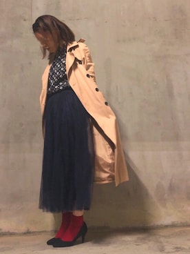 「koe（コエ）のアイテム（トレンチコート）」を使った、tiiita7◎.さん（レディース・160cm）の春コーディネート