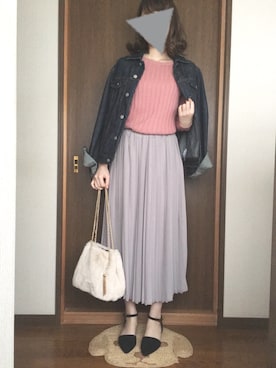 「アパートバイローリーズ」｜「アイテム（デニムジャケット）」を使った、さくらんぼさん（レディース・162cm）の冬コーディネート