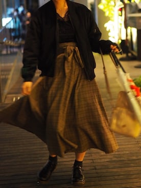 「レースブラウス」｜「アイテム（ブルゾン）」を使った、おかかさん（レディース・159cm）の秋コーディネート