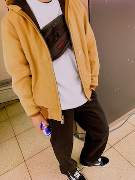 「Carhartt（カーハート）のアイテム（モッズコート）」を使った、金獅子さん（メンズ・170cm）の秋コーディネート