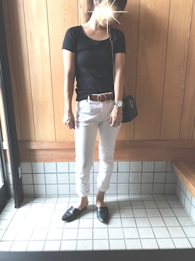 「GRL」｜「アイテム（チノパンツ）」を使った、sayaさん（レディース・156cm）の夏コーディネート