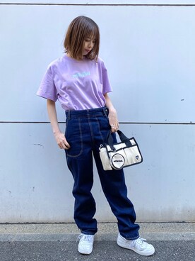 「MILKFED.（ミルクフェド）のアイテム（サロペット/オーバーオール）」を使った、佐藤 幸菜さん（レディース・155cm）の春コーディネート