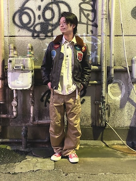「秋のカフェオレコーデ」｜「アイテム（ジャケット/アウター）」を使った、HIRATSUKAさん（メンズ・167cm）の秋コーディネート
