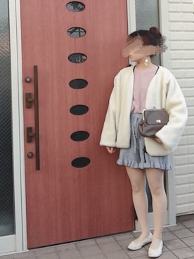 「ニットショートパンツ」｜「アイテム（ジャケット/アウター）」を使った、なかさんさん（レディース・156cm）の秋コーディネート