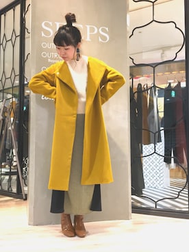 「OSMOSIS（オズモーシス）のアイテム（ノーカラージャケット）」を使った、MIKIさん（レディース・158cm）の秋コーディネート